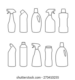 Mockup detergents and disinfectants for cleaning. Vector easily editable illustration on a white background.