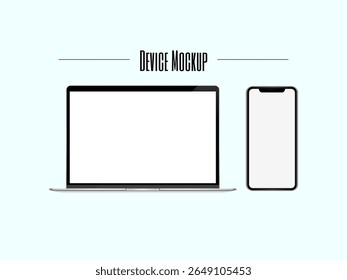 Mockup of device. Realistic set of Monitor, laptop, smartphone vector