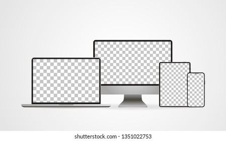 Mockup devices. Device in mockup style. Set realistic vector devices on a white background. vector illustration