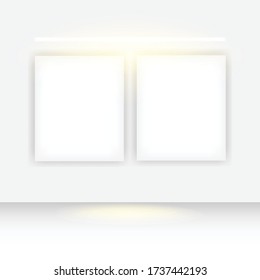 Mockup double poster banner design vector template isolated on white background