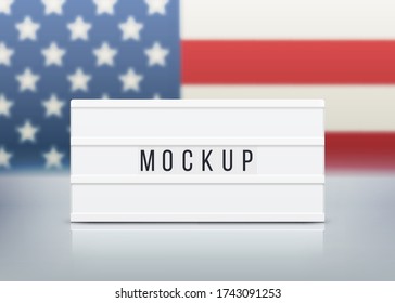 Mockup for Elections, Memorial Day, 4th of July or Labor Day. White lightbox with customizable design. Vector illustration.