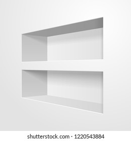 Mockup Empty Niche Shelf Display In The Wall. Present Your Product. Mock Up. 3D Illustration. Vector EPS10