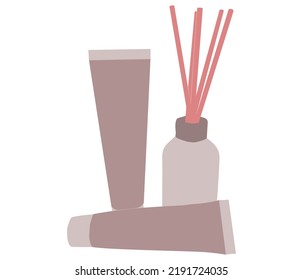 Mockup of an empty plastic tube for cosmetics with a lid. Vector illustration isolated on white background.