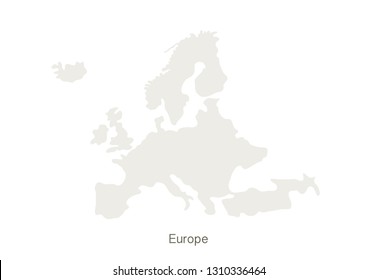 Mockup of Europe map on a white background. Vector illustration template.