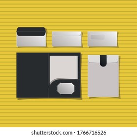 Mockup file and envelopes design of corporate identity template and branding theme Vector illustration