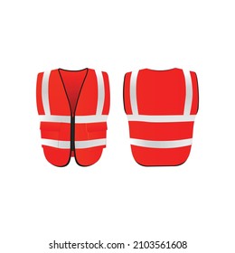 Mockup of fire warden safety vest or sleeveless jacket with reflectors, realistic vector illustration isolated on white background. Firefighters waistcoat template.