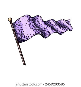 maqueta de la bandera ondeando a mano dibujada. forma del banderín, negro aislado, Plantilla polo maqueta de la bandera ondeando boceto de Vector. ilustración de color aislado