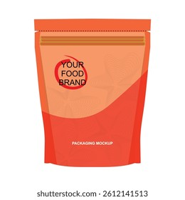 Mockup for food packaging. Design using the concept of standing pouch which is prioritized for displays that attract the attention of potential consumers