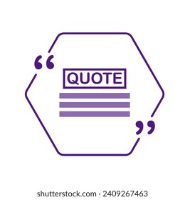 Mockup form for quote icon. Flat, purple, isolated quote mockup icon, quote form template. Vector icon