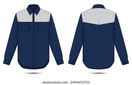 Mockup of formal long sleeve office shirt front and back view