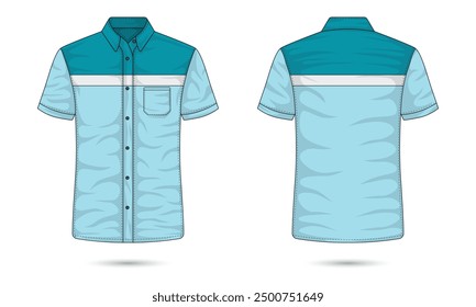 Mockup formal short sleeve blue shirt