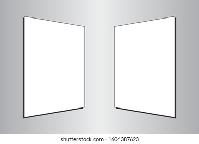 Mockup frame template. White sheet of paper in photo frame with adhesive tape to the wall. Vector stock illustration EPS10 two set