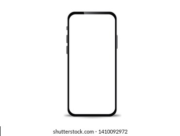 mockup in front of a black smartphone that looks realistic With a white screen.