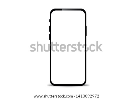 mockup in front of a black smartphone that looks realistic With a white screen.