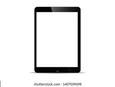 Mockup In Front Of A Black Tablet That Looks Realistic With A Transparent Blank Screen.