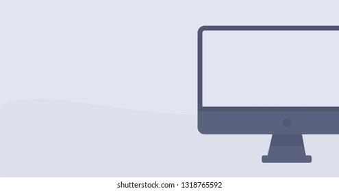 Mockup Gadget and Device Black and White Icons set in Flat Design Style on a Grey Background. Empty Monitor Screen Vector Illustration 
