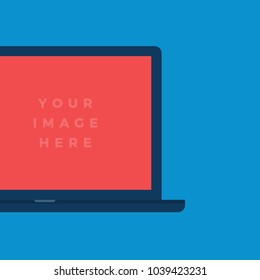 Mockup Gadget and Device Icons Set in Flat Design Style on a Blue Background. Laptop Vector Illustration 
