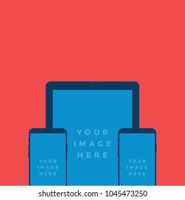 Mockup Gadget and Device Icons set in Flat Design Style on a Red Background. Tablet and Smartphone Vector Illustration
Screens