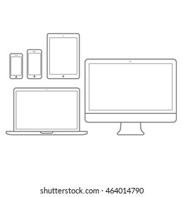 mockup gadget and device outline vector icons set

