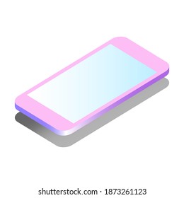 Mockup generic device. Smartphone frame blank screen, rotated position. UI UX smartphones. Template for infographics or presentation realistic phones. pink