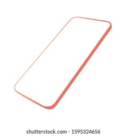 Mockup generic device. Vector realistic orange template. Smartphone frame less blank screen. Telephone frame with blank display isolated illustration eps10 on white background