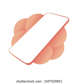 Mockup generic device. Vector realistic orange template. Smartphone frame less blank screen. Telephone frame with blank display isolated illustration eps10 on white background