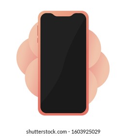 Mockup generic device. Vector realistic orange template. Smartphone frame black less blank screen. Telephone frame with blank display isolated illustration eps10 on white background