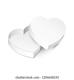 Forma Corazón del Día de San Valentín con tapa abierta aislada en fondo blanco. Plantilla De Montaje Preparada Para Su Diseño. Vector EPS10