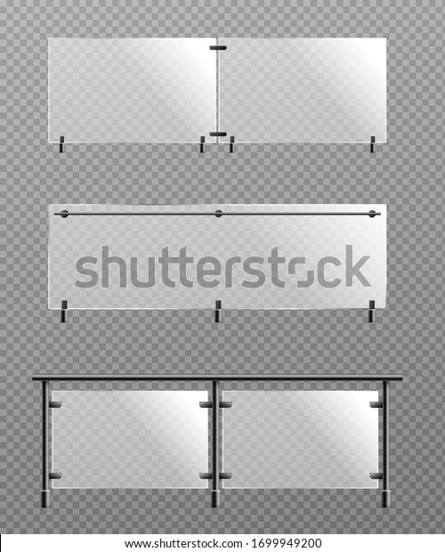 Download Mockup Glass Plexiglass Fence Sections Set Stock Vector Royalty Free 1699949200