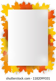 A mock-up for a greeting Thanksgiving cards, decorated with maple leaves.