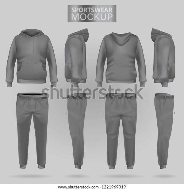 Mockup Grey Sportswear Hoodie Trousers Four Stock Vector (Royalty Free ...