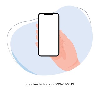 mockup hand holding smartphone with blank screen. template hand holding smartphone with blank screen. smartphone template for online store sales promotion. flat design vector