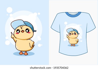Mockup happy duck cartoon illustration