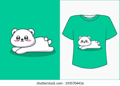 Mockup happy white bear cartoon illustration