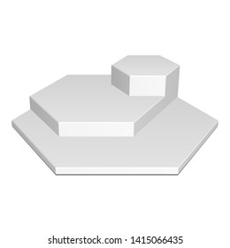 Mockup Hexagonal, Hexagon Stage 3d Podium, Pedestal. Mock Up Vector illustration Isolated on White Background.  Ready For Your Design. Product Advertising. Vector EPS10