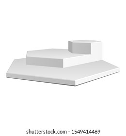 Mockup Hexagonal, Hexagon Stage 3d Podium, Pedestal. Mock Up Vector illustration Isolated on White Background.  Ready For Your Design. Product Advertising. Vector EPS10