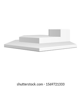 Mockup Hexagonal, Hexagon Stage 3d Podium, Pedestal. Mock Up Vector illustration Isolated on White Background.  Ready For Your Design. Product Advertising. Vector EPS10