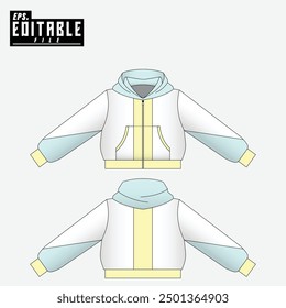 mockup hoodie jumper zipper cropped template design with a modern pastel color combination