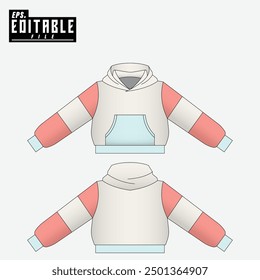 mockup hoodie jumper zipper cropped template design with a modern pastel color combination