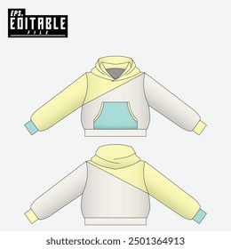 mockup hoodie jumper zipper cropped template design with a modern pastel color combination