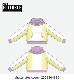 mockup hoodie jumper zipper cropped template design with a modern pastel color combination