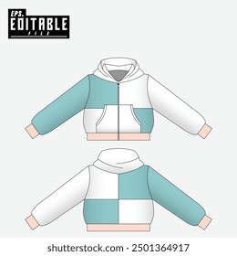 mockup hoodie jumper zipper cropped template design with a modern pastel color combination