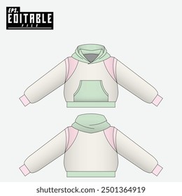 mockup hoodie jumper zipper cropped template design with a modern pastel color combination