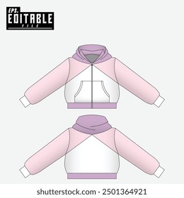 mockup hoodie jumper zipper cropped template design with a modern pastel color combination