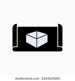Icono de la burla. Cartera, Símbolo de ejemplos. Cargo, envío. Casilla, Trazar entrega.