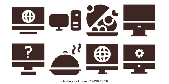  mockup icon set. 8 filled mockup icons. Simple modern icons about  - Computer, Salver
