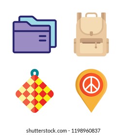 mockup icon set. vector set about towel, backpack, folder and placeholder icons set.