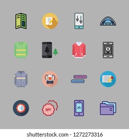 mockup icon set. vector set about backpack, smartphone, notebook and jacket icons set.