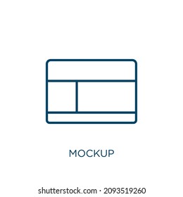 icono de mockup. Icono de contorno lineal delgado de simulación aislado en fondo blanco. Signo de paro de vector de línea, símbolo para web y móvil