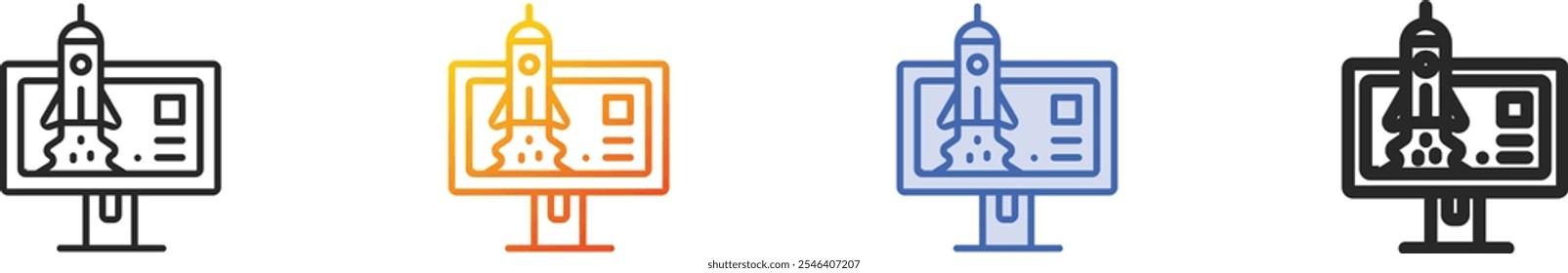 ícone de maquete.Linear fino, gradiente, traçado azul e design de estilo negrito isolado no plano de fundo branco